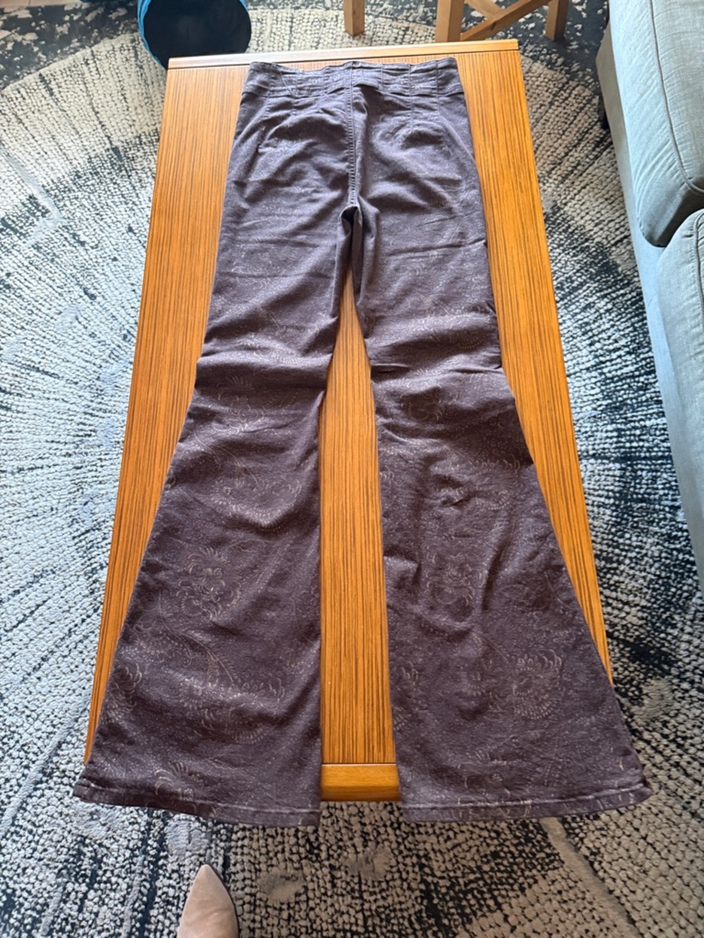 We The Free Brown with Gold Paisley Print Flare Jeans!
